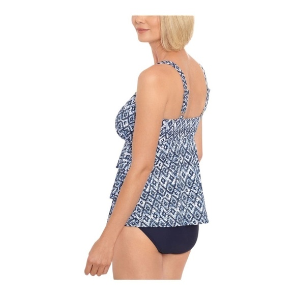 Swim Solutions Triple Tier Tummy Control Fauxkini One Piece Swimsuit NWT - Picture 3 of 6